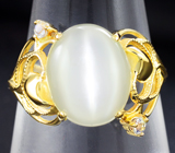 Золотое кольцо с лунным камнем с эффектом кошачьего глаза 5,87 карата Золото