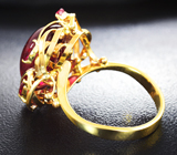 Золотое кольцо с крупным кабошоном рубина высоких характеристик 15,13 карата Золото