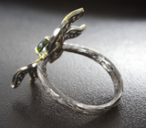 Оригинальное серебряное кольцо с кристаллическим черным опалом Серебро 925