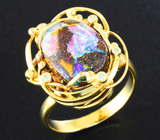 Золотое кольцо с уникальным австралийским болдер опалом 4,4 карата и бриллиантами Золото