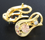 Золотые серьги с уральскими александритами высоких характеристик 1,04 карата и бриллиантами Золото