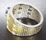 Стильное серебряное кольцо с ярким танзанитом Серебро 925