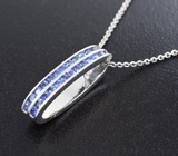 Серебряный кулон с синими сапфирами бриллиантовой огранки + цепочка Серебро 925