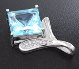 Серебряный кулон с голубым топазом лазерной огранки Серебро 925