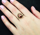 Серебряное кольцо с цветной жемчужиной барокко 7,23 карата и родолитами Серебро 925