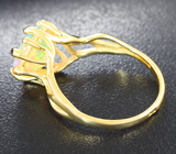 Золотое кольцо с ограненным эфиопским опалом топового качества 1,8 карата Золото