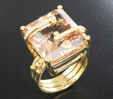 Золотое коктейльное кольцо с эксклюзивным морганитом 24,44 и бриллиантами Золото
