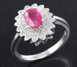Симпатичное серебряное кольцо с рубином Серебро 925