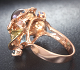 Серебряное кольцо с цветной жемчужиной, голубым топазом и разноцветными сапфирами Серебро 925