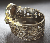 Серебряное кольцо с кристаллическим черным опалом и перидотом Серебро 925