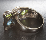 Серебряное кольцо с топазами и перидотами Серебро 925