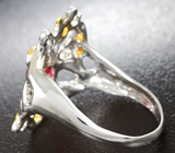 Серебряное кольцо с розовым турмалином и родолитами Серебро 925