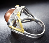 Серебряное кольцо с цветной жемчужиной 8,9 карата и сапфирами Серебро 925