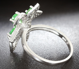 Великолепное серебряное кольцо с цаворитами Серебро 925