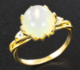 Золотое кольцо с кабошоном лунного камня с эффектом кошачьего глаза 4,48 карата Золото