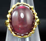Золотое кольцо с крупным насыщенным рубином 21,06 карата Золото
