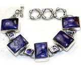 Браслет с чароитами и аметистами Серебро 925