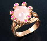 Прелестное серебряное кольцо с розовым кварцем Серебро 925
