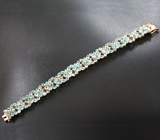 Шикарный сереряный браслет с голубыми цирконами Серебро 925