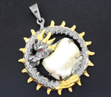 Серебряный кулон «Дракон» с жемчужиной барокко 23,34 карата и сапфиром