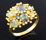 Золотое кольцо с уральскими александритами 3,52 карата и бриллиантами Золото