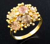 Золотое кольцо с уральскими александритами 3,52 карата и бриллиантами