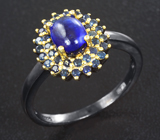 Чудесное серебряное кольцо с синими сапфирами Серебро 925