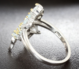 Изысканное серебряное кольцо с аквамаринами Серебро 925