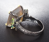 Серебряное кольцо с флюоритом, перидотами и хризопразами Серебро 925