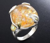 Серебряное кольцо с «ghost» кварцем, лунным камнем и кристаллическим эфиопским опалом