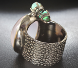 Серебряное кольцо с розовым кварцем 28+ карат и хризопразом