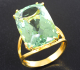 Золотое кольцо с крупным насыщенным зеленым аметистом 22,47 карата Золото