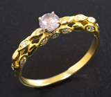 Золотое кольцо с уральским александритом 0,28 карата и бриллиантами! Редкий первый цвет! Золото