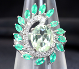 Замечательное серебряное кольцо с зеленым аметистом и хризопразом Серебро 925