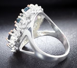 Серебряное кольцо с аметистами лазерной огранки и насыщенно-синими топазами Серебро 925