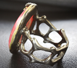 Серебряное кольцо с родохрозитом, родолитом и диопсидами Серебро 925