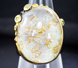 Серебряное кольцо с «призрачным» кварцем и перидотами Серебро 925