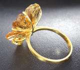 Золотое кольцо с ярким медовым резным цитрином 14,36 карата Золото