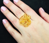 Золотое кольцо с ярким медовым резным цитрином 14,36 карата Золото