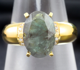 Золотое кольцо с крупным уральским александритом 4,63 карата и бриллиантами Золото