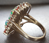 Серебряное кольцо с кристаллическими черными опалами и гранатами Серебро 925