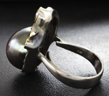 Серебряное кольцо с цветным жемчугом 32,55 карата, голубым топазом и синими сапфирами Серебро 925