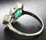 Серебряное кольцо с изумрудами 2,52 карата и синим сапфиром Серебро 925
