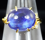Золотое кольцо с ярко-синим сапфиром 7,73 карата и бриллиантами Золото