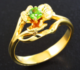 Золотое кольцо с чистейшим уральским демантоидом 0,28 карата Золото