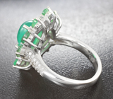 Эффектное серебряное кольцо с хризопразом и изумрудами Серебро 925