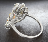Праздничное серебряное кольцо с кристаллическим опалом и разноцветными турмалинами Серебро 925