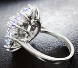 Превосходное серебряное кольцо с танзанитами Серебро 925