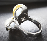 Серебряное кольцо с жемчугом барокко 26,57 карата, лазуритом и синими сапфирами Серебро 925