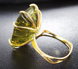 Золотое кольцо с чистейшим оливковым цитрином авторской огранки Золото